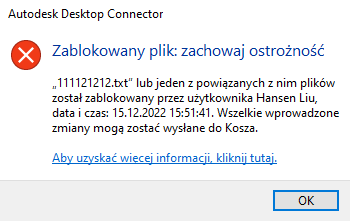 Zablokowany plik — okno dialogowe