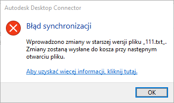 Kosz przy otwarciu — okno dialogowe