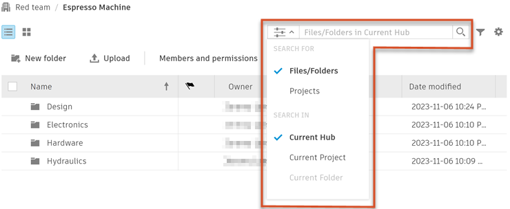 Menu ustawień kolumny