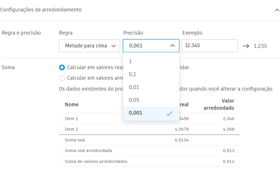Configuração de precisão