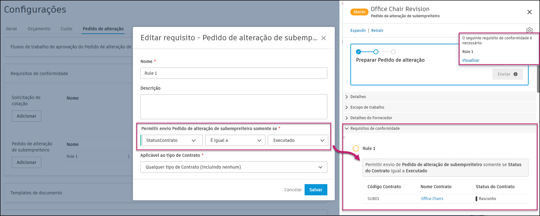 Notificação de requisito de conformidade