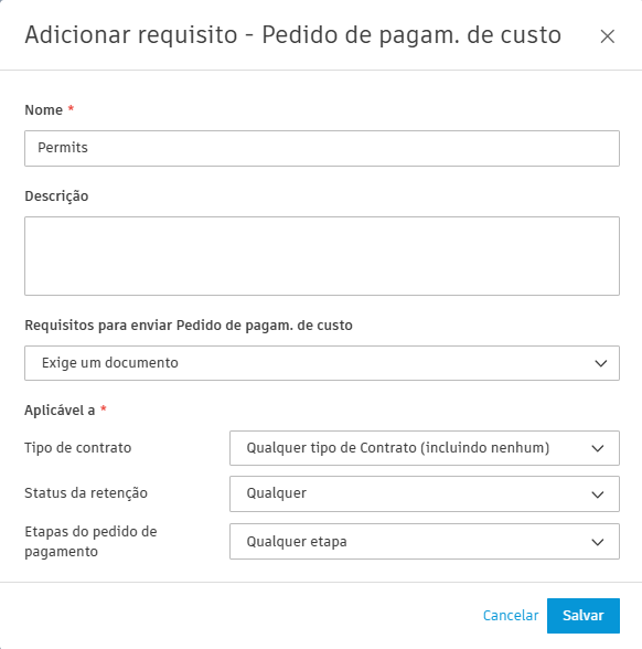 Exemplo de nota de pagamento de conformidade