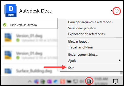 Saia do Desktop Connector.