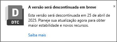 Notificação de descontinuidade ainda este ano
