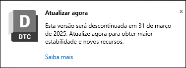 Notificação de descontinuidade no prazo de um mês