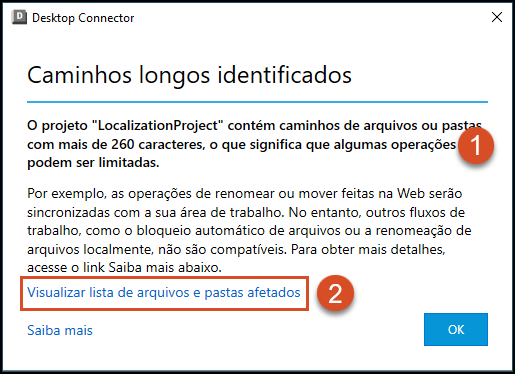 Caminhos longos identificados