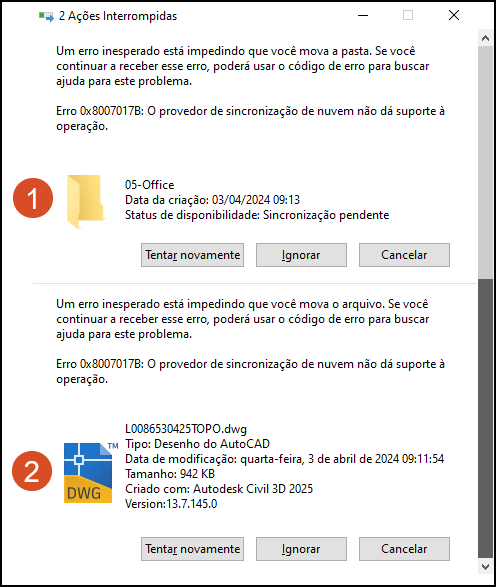 Movimentação de arquivos e pastas
