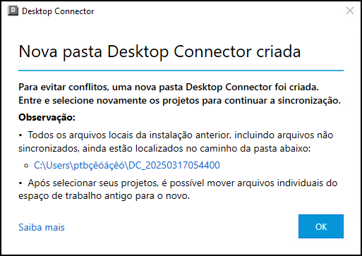 Caixa de diálogo Nova pasta criada