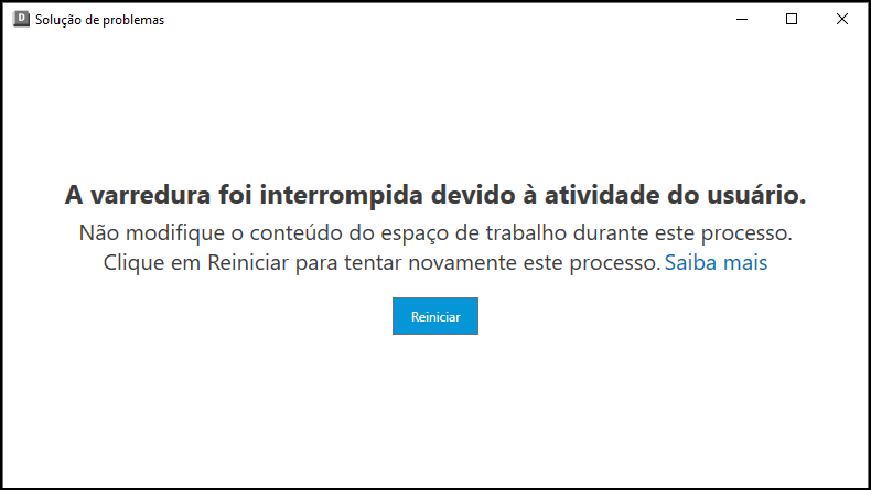 A ferramenta de solução de problemas interrompeu a notificação de verificação