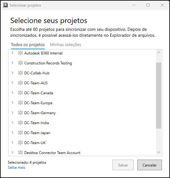 Selecionar 80 projetos
