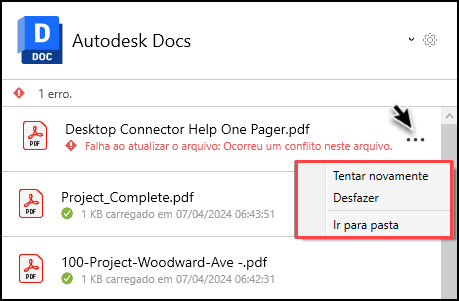 Falha ao carregar documentos