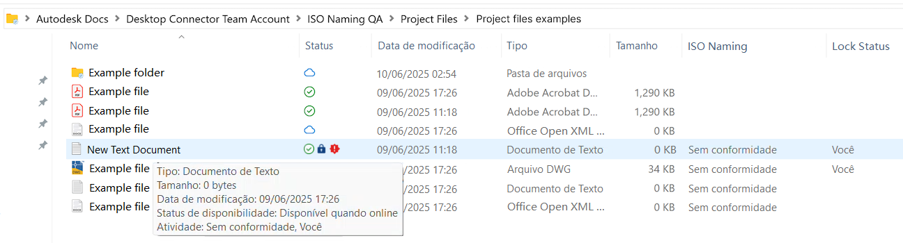 Explorador de arquivos de normas de nomenclatura