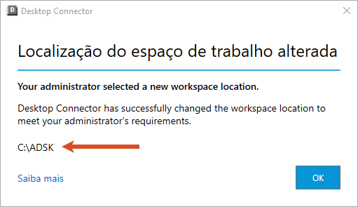 Alteração de espaço de trabalho pelo administrador do DC