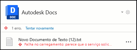 Opção Tentar novamente na tela inicial