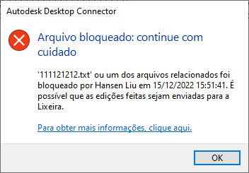 Caixa de diálogo Arquivo bloqueado