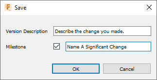 Salvar caixa de diálogo com marcos – único