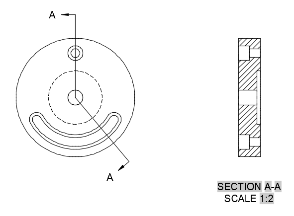 exemplo de vista de corte alinhado