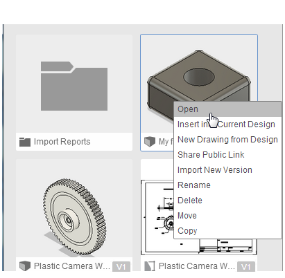 clique com o botão direito do mouse em abrir