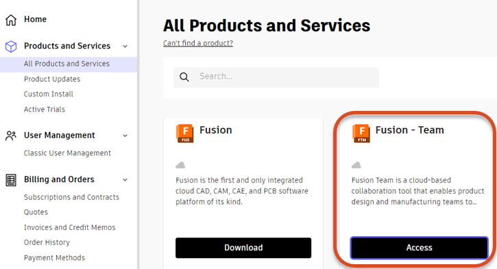 Acessar o cliente da Web do Fusion na Autodesk Account