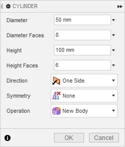 cilindro caixa de diálogo