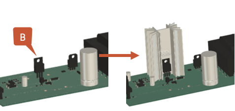 placa com e sem dissipador de calor