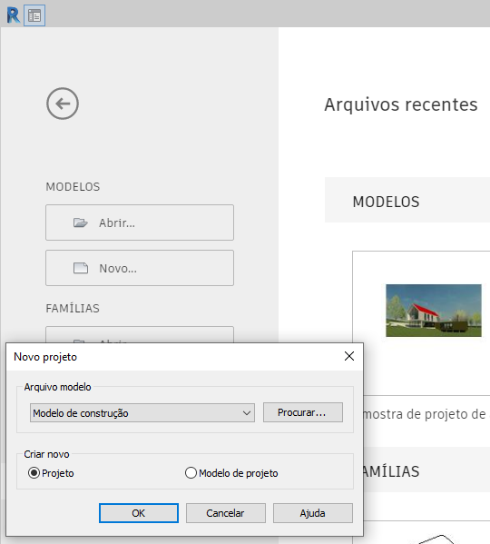 Modelo de projeto do Revit