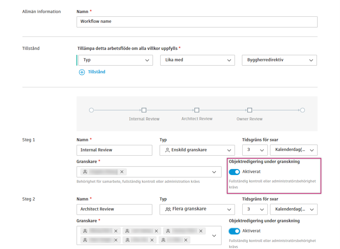 Inställningar för arbetsflöde för kostnadsgodkännande