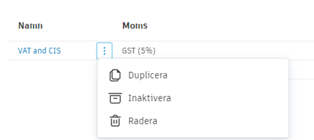 Beskattningsmetod för kostnad, Mer-meny