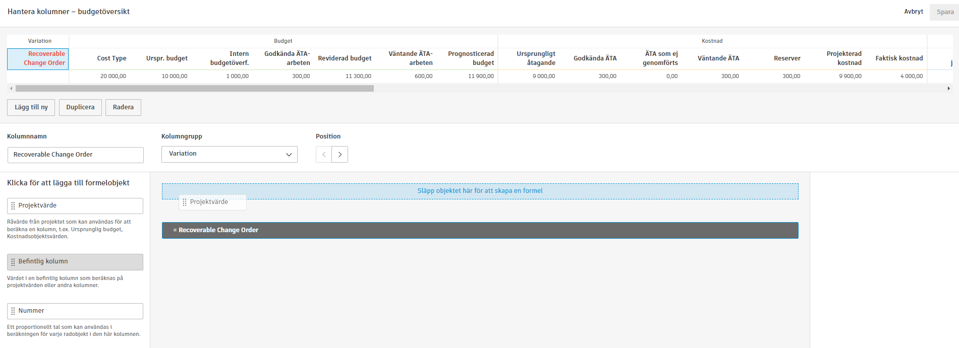 Skapa en ny kolumn med formelobjekt