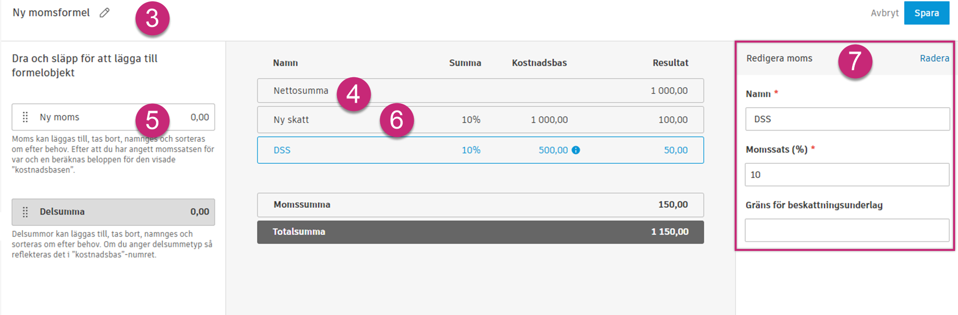 Redigera ny moms