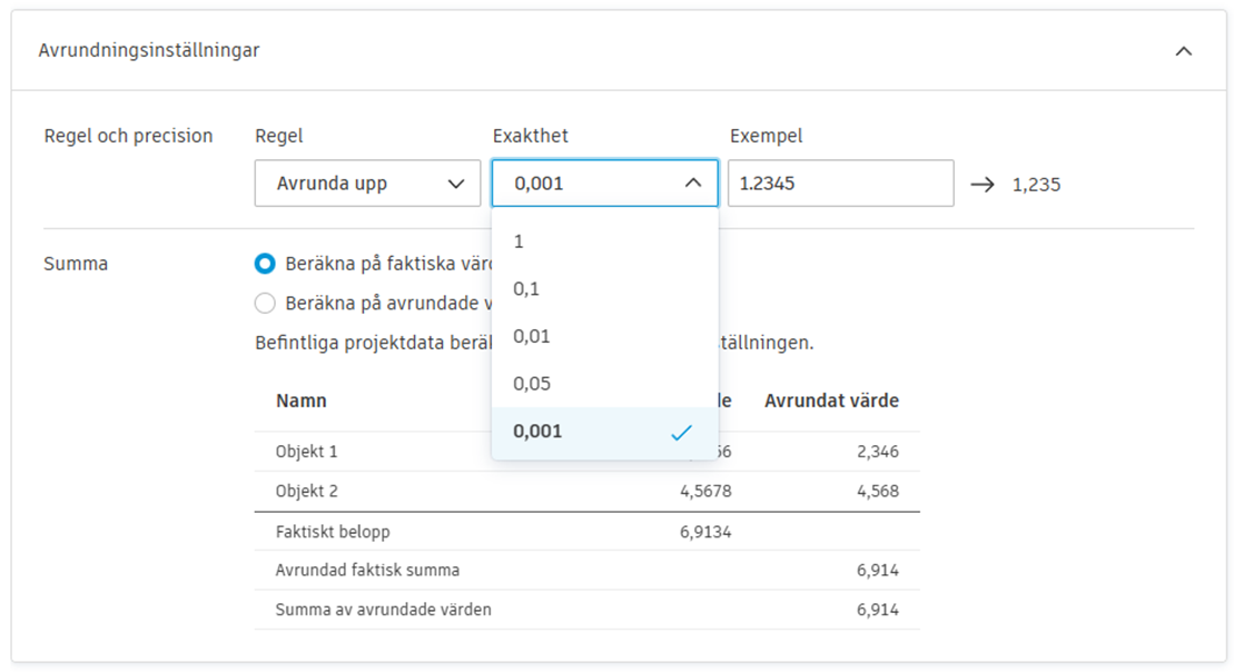 Noggrannhetsinställning