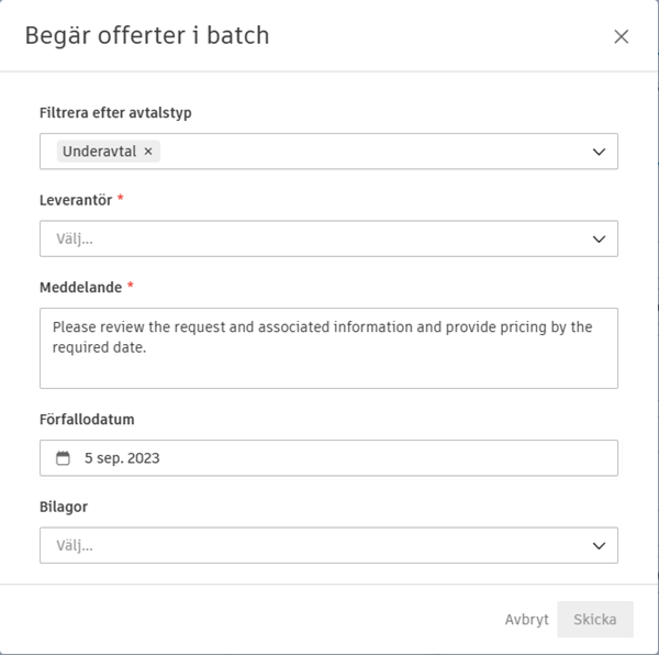 Begär offerter i batch