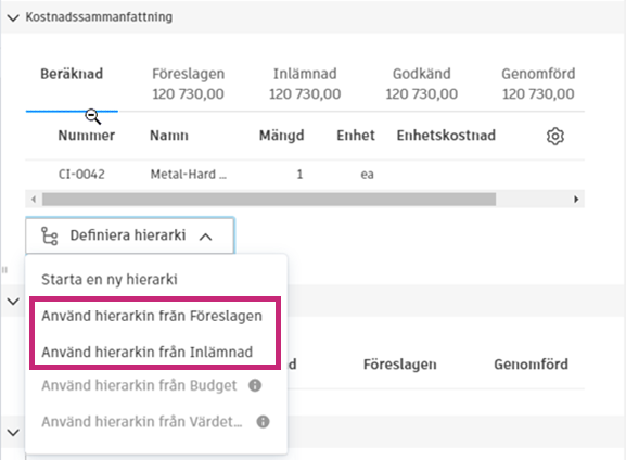 Alternativ för underobjektshierarki