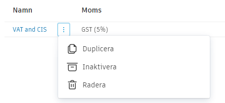 Beskattningsmetod för kostnad, Mer-meny