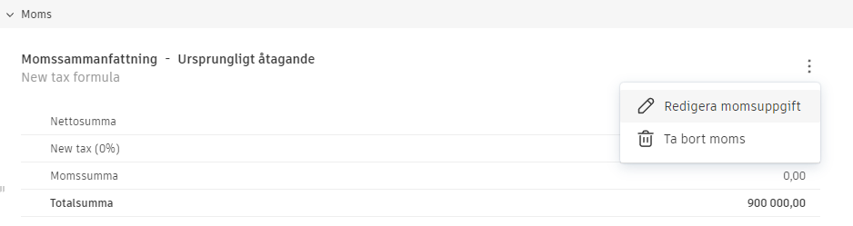 Kostnad Moms Mer-meny