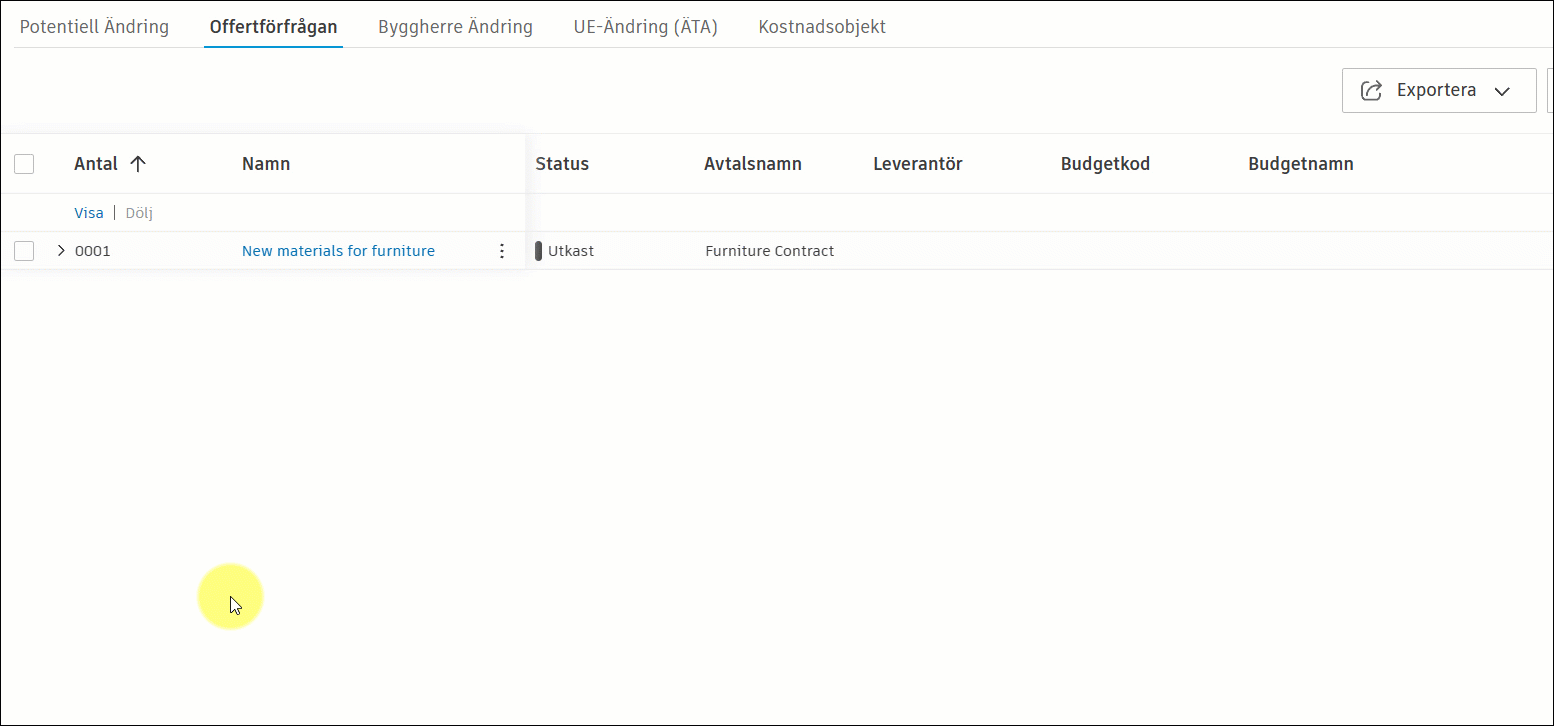 Koppla från offertförfrågansprocess