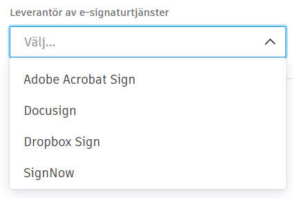 Välj leverantör av e-signaturer