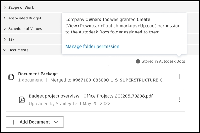 Lagras i Autodesk Docs