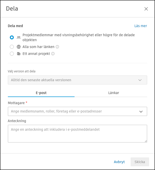 Dela filer och mappar