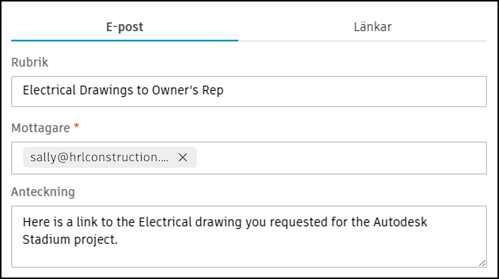 Dela länk via e-post
