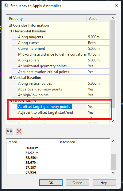 Inaccurate corridor shape while using offset targets in Civil 3D