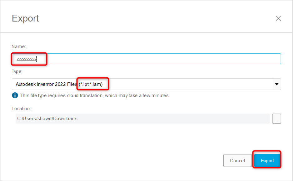 How to export Autodesk Fusion assembly and import it in Inventor