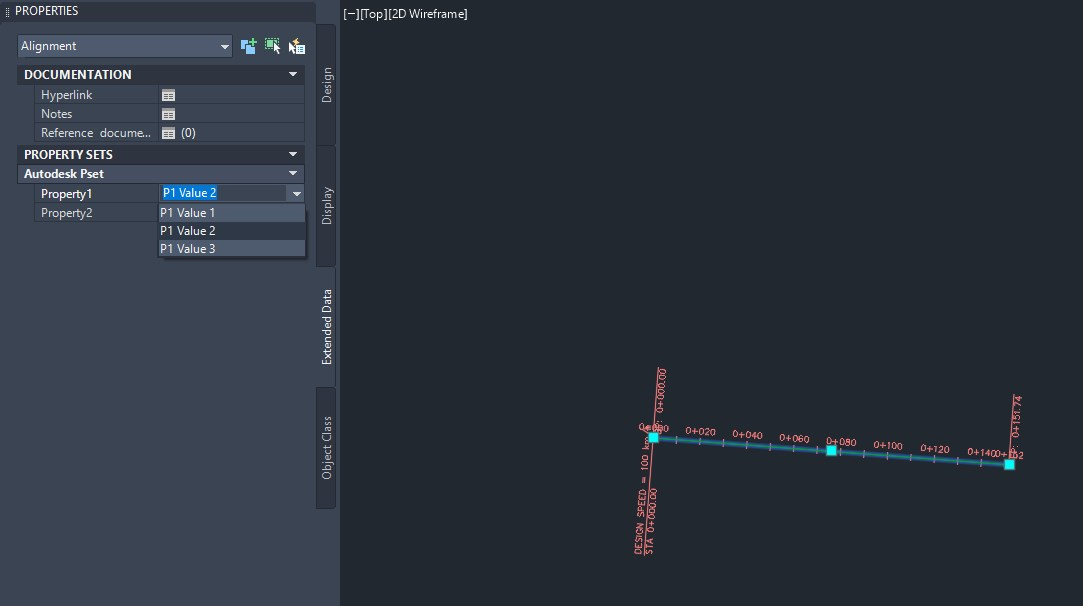 How to create a list of options for the attributes in Civil 3d property