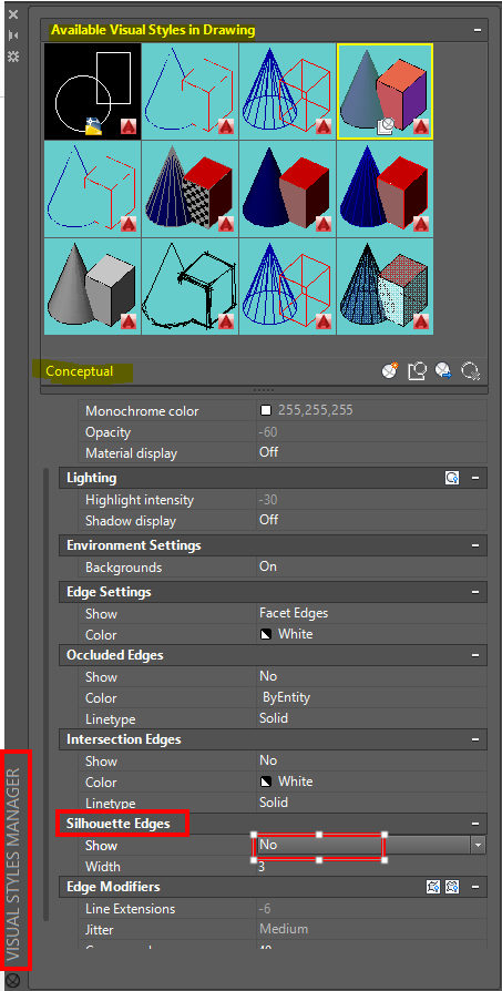 Extra lines showing in 3D solid if Conceptual visualstyles is applied
