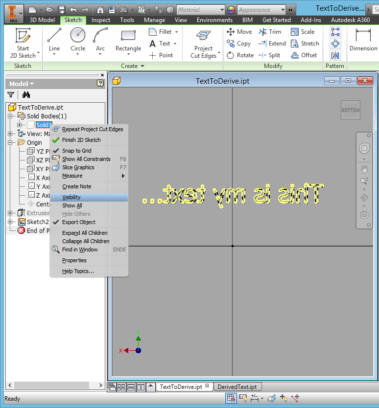 Inventor: Sketched text cannot be derived