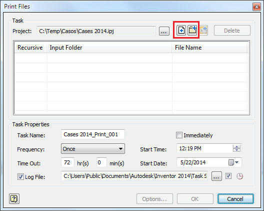 Inventor タスク スケジューラを使用して複数の図面を PDF ファイルに