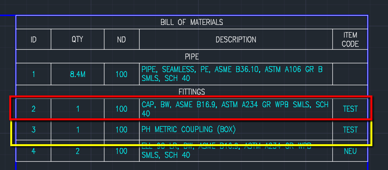 How to separate rows in the isometric bill of material by another ...