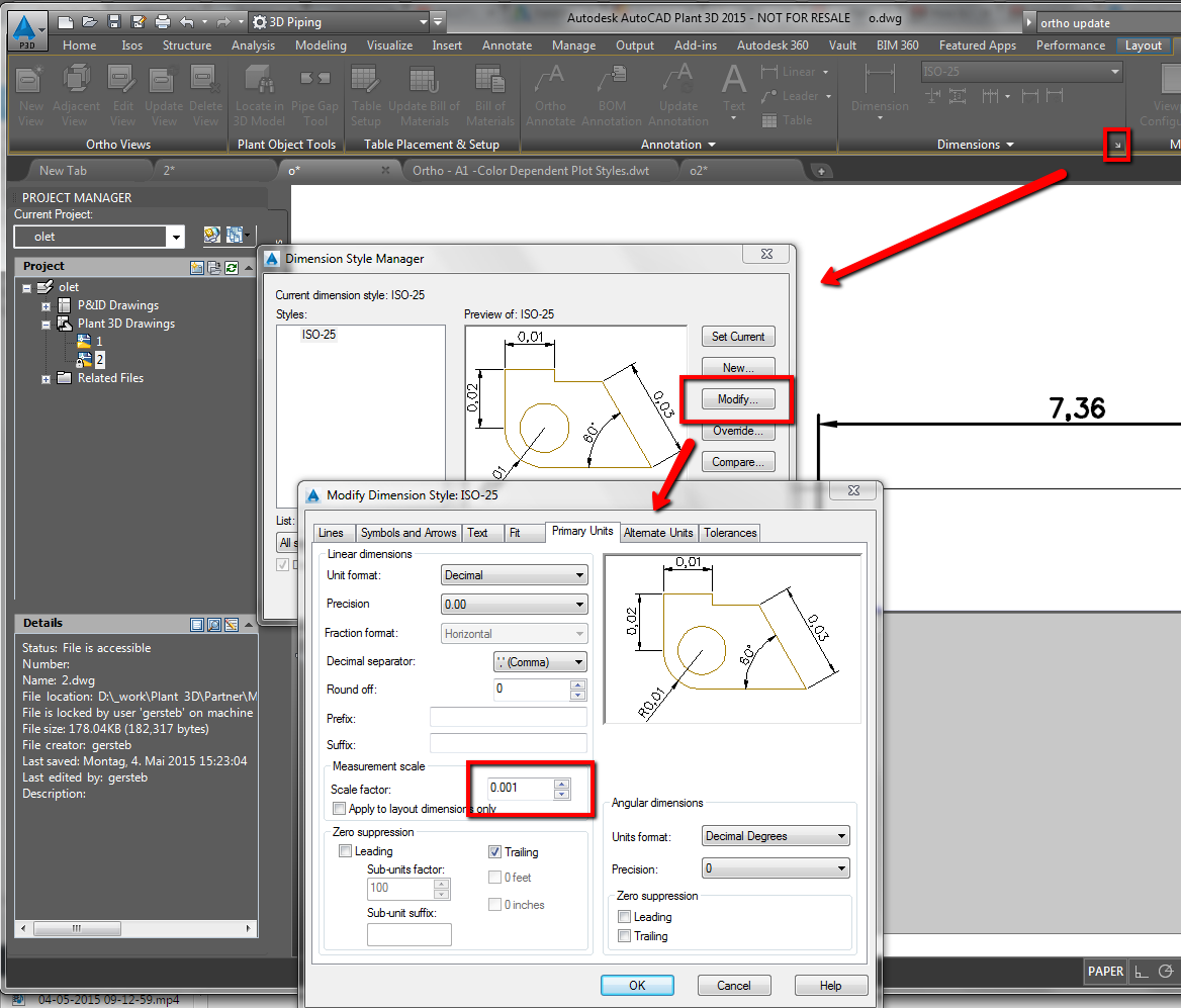 How To Set Up The Dimensions In Meters For Orthographic Drawings 