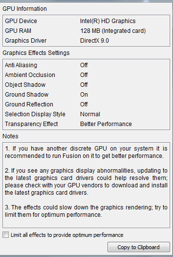 Your graphics card might not be optimal to run Fusion&quot; or crashing 