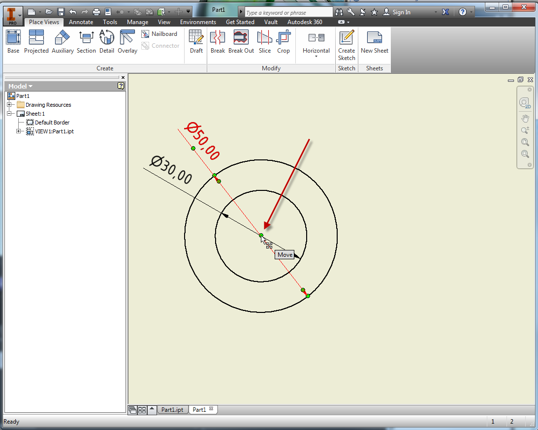 How To Change A Diameter Dimension To A Linear Dimension In An Inventor Drawing Inventor 2019 Autodesk Knowledge Network